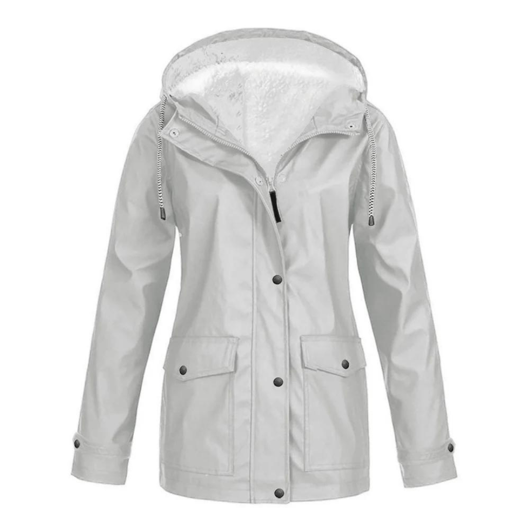 Women's Windproof Hooded Rain Jacket with Adjustable Hood