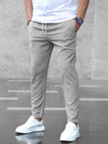Men's Relaxed-Fit Stretch Pants with Drawstring Elastic Waist