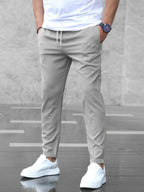Men's Relaxed-Fit Stretch Pants with Drawstring Elastic Waist