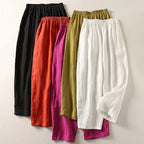 Women's Relaxed-Fit Linen Blend Pants with Elastic Waistband