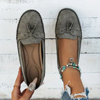 Women's Cushioned Loafers with Bow Detail and Non-Slip Sole