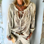 Women's Crocheted Openwork Boho Blouse with Loose Fit