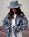 Women's Oversized Plaid Button-Down Shirt with Relaxed Fit