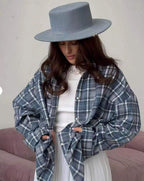 Women's Oversized Plaid Button-Down Shirt with Relaxed Fit