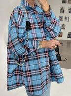Women's Oversized Plaid Button-Down Shirt with Relaxed Fit