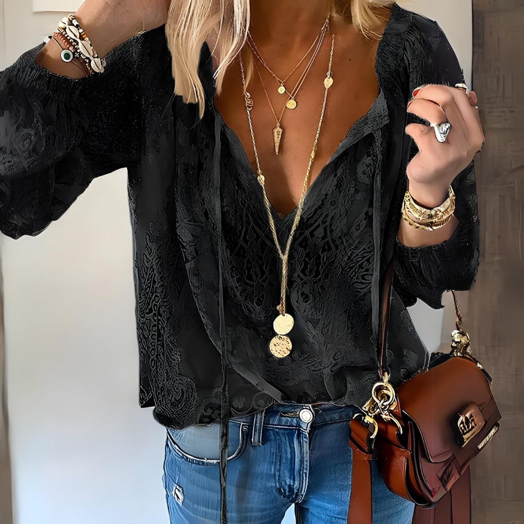 Women's Crocheted Openwork Boho Blouse with Loose Fit