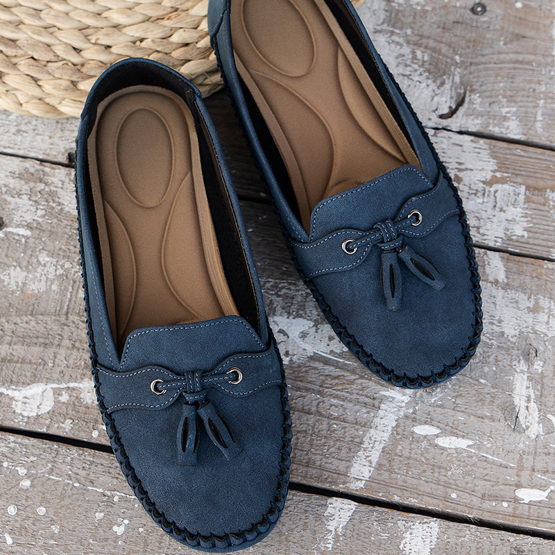 Women's Cushioned Loafers with Bow Detail and Non-Slip Sole