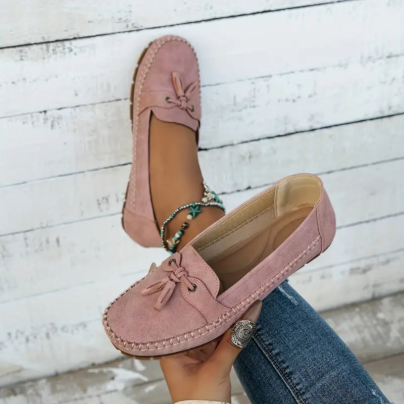 Women's Cushioned Loafers with Bow Detail and Non-Slip Sole