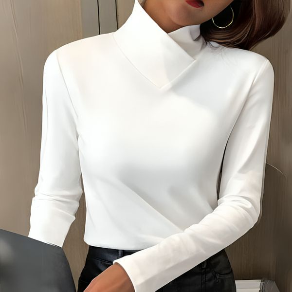 Women's Soft Tailored-Fit Turtleneck Top with Sleek Lines