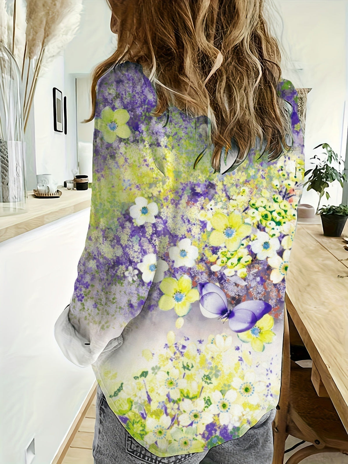 Women's Relaxed-Fit Floral Boho Blouse in Lightweight Fabric