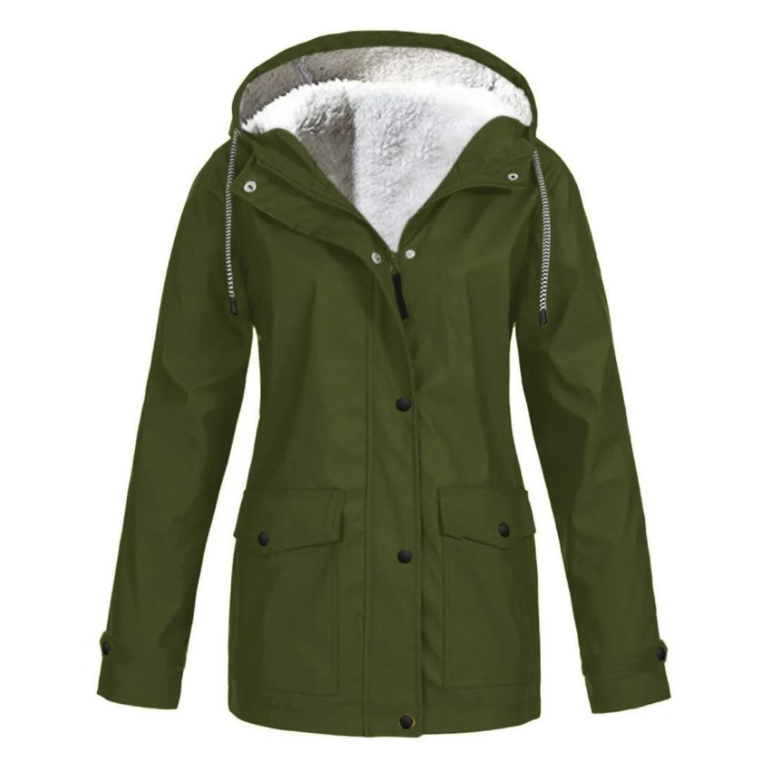 Women's Windproof Hooded Rain Jacket with Adjustable Hood