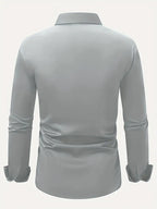 Men's Breathable Slim-Fit Long-Sleeve Shirt with Structured Collar