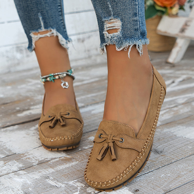 Women's Cushioned Loafers with Bow Detail and Non-Slip Sole
