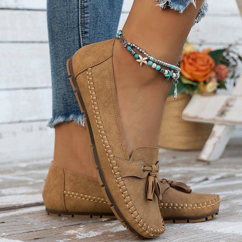 Women's Cushioned Loafers with Bow Detail and Non-Slip Sole