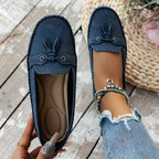 Women's Cushioned Loafers with Bow Detail and Non-Slip Sole