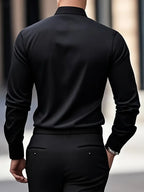 Men's Breathable Slim-Fit Long-Sleeve Shirt with Structured Collar
