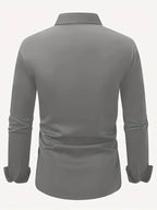 Men's Breathable Slim-Fit Long-Sleeve Shirt with Structured Collar