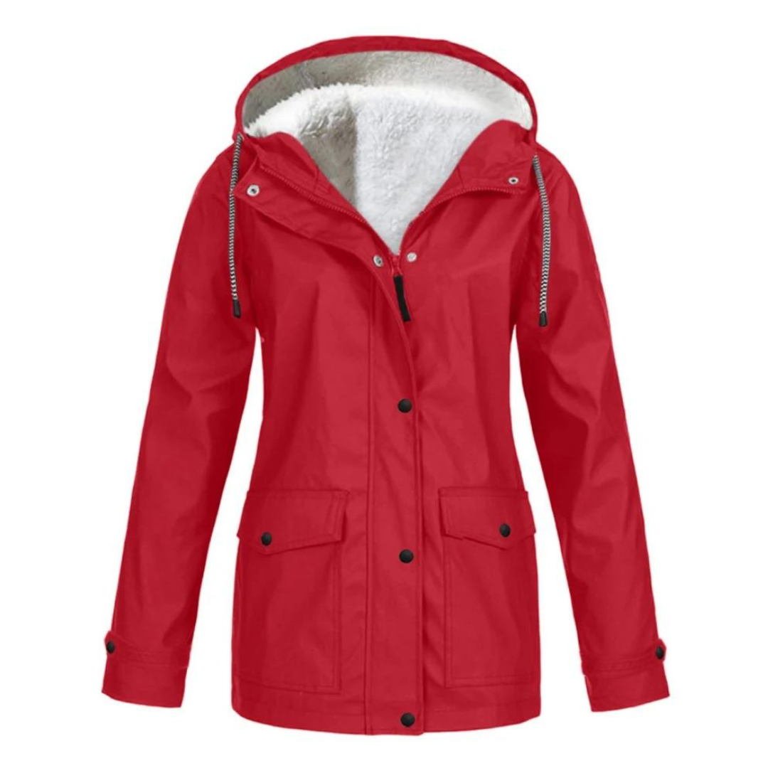 Women's Windproof Hooded Rain Jacket with Adjustable Hood