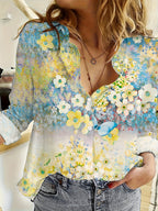 Women's Relaxed-Fit Floral Boho Blouse in Lightweight Fabric