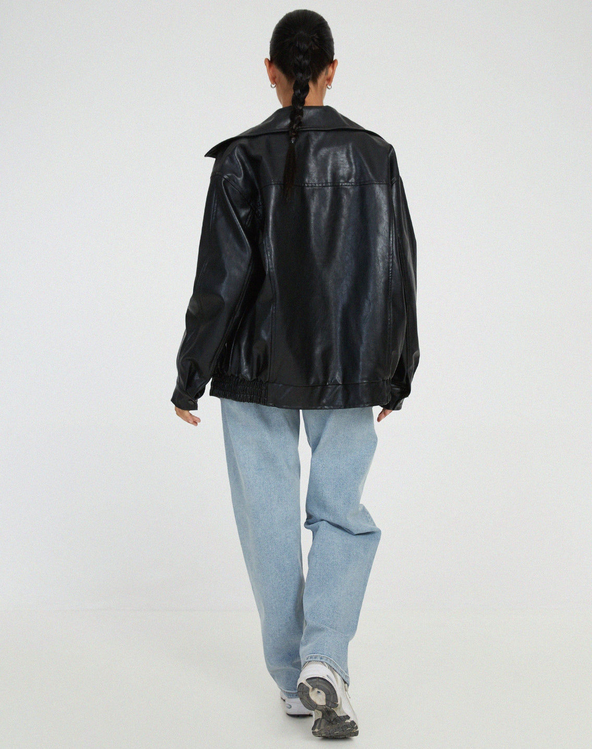 Women's Relaxed-Fit PU Leather Jacket for Casual Wear