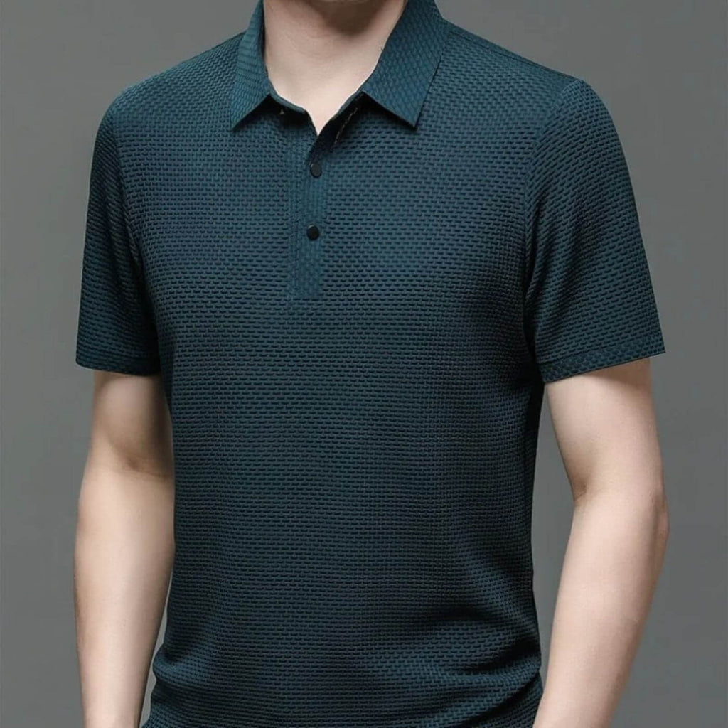 Men's Breathable Moisture-Wicking Polo Shirt with Button Placket