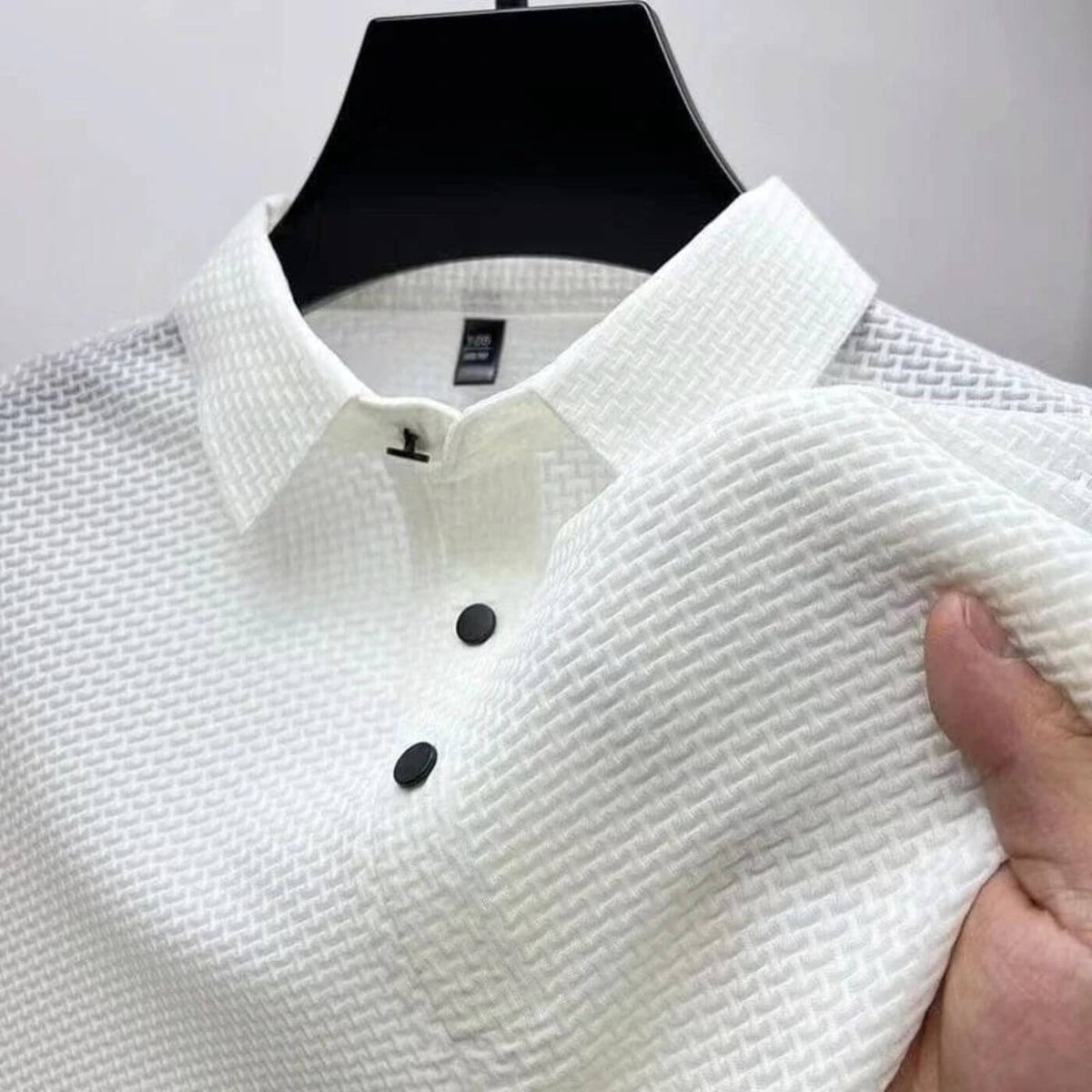 Men's Breathable Moisture-Wicking Polo Shirt with Button Placket