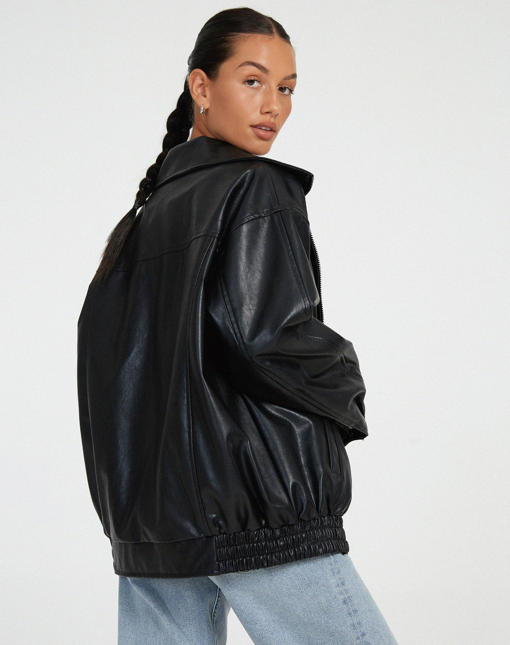 Women's Relaxed-Fit PU Leather Jacket for Casual Wear