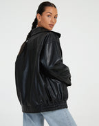 Women's Relaxed-Fit PU Leather Jacket for Casual Wear