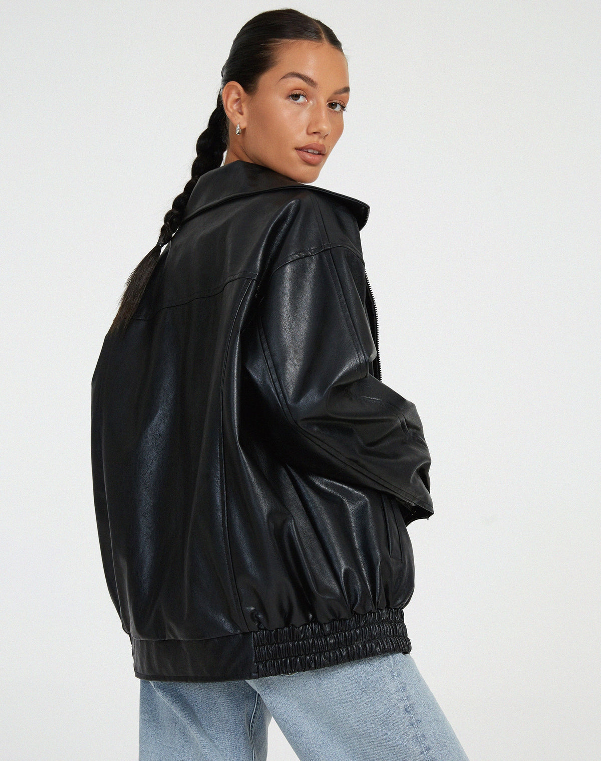 Women's Relaxed-Fit PU Leather Jacket for Casual Wear