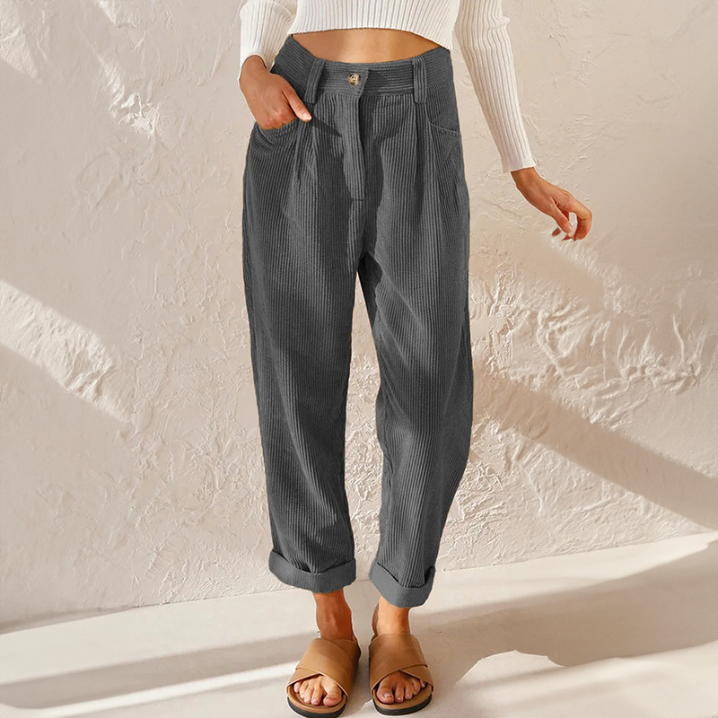 Women's High-Waist Corduroy Pants with Vintage-Inspired Fit