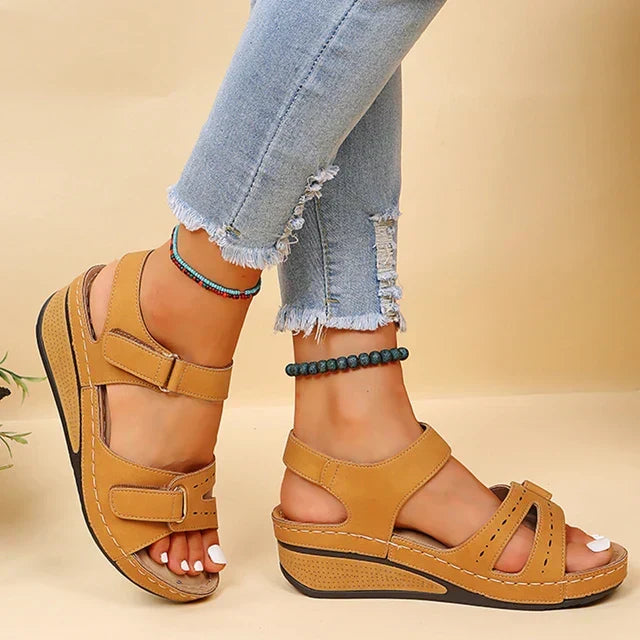 Women's Open-Toe Orthopedic Sandals with Wedge Heel and Gel Sole