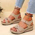 Women's Open-Toe Orthopedic Sandals with Wedge Heel and Gel Sole