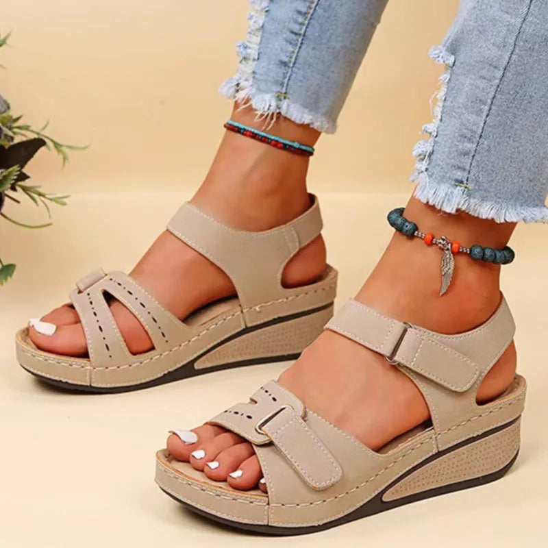 Women's Open-Toe Orthopedic Sandals with Wedge Heel and Gel Sole