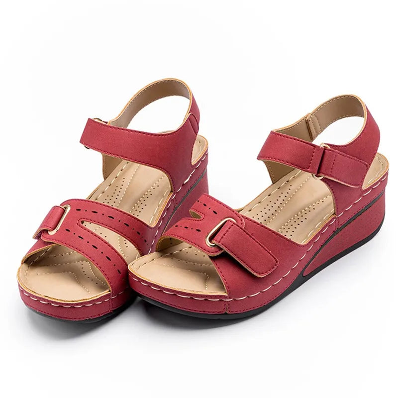 Women's Open-Toe Orthopedic Sandals with Wedge Heel and Gel Sole