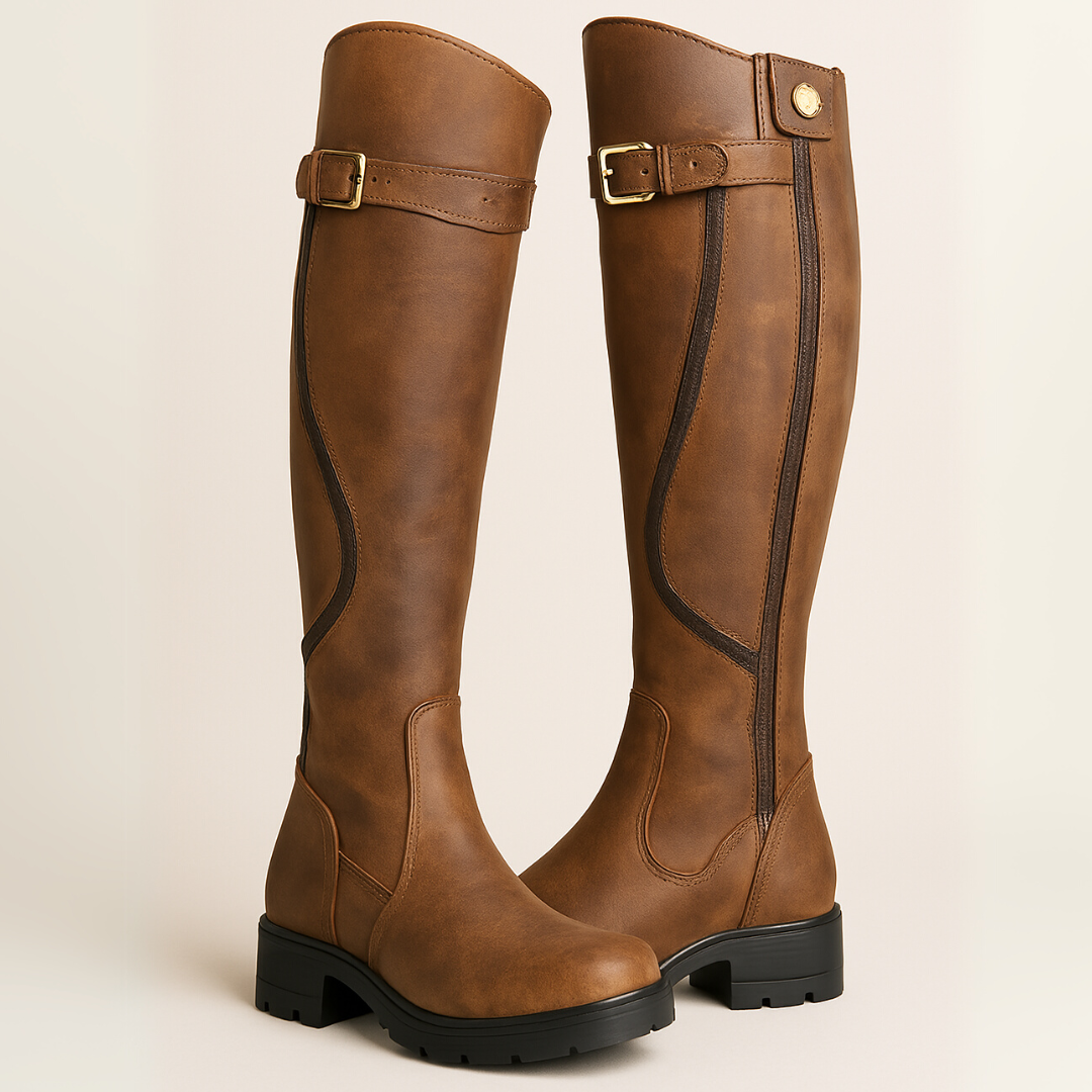 Women's Waterproof Boots with Slip-Resistant Sole and Adjustable Fit