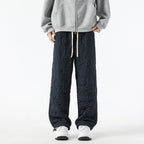 Women's Fleece-Lined Quilted Wide-Leg Pants with Elastic Waistband