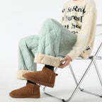 Women's Fleece-Lined Quilted Wide-Leg Pants with Elastic Waistband