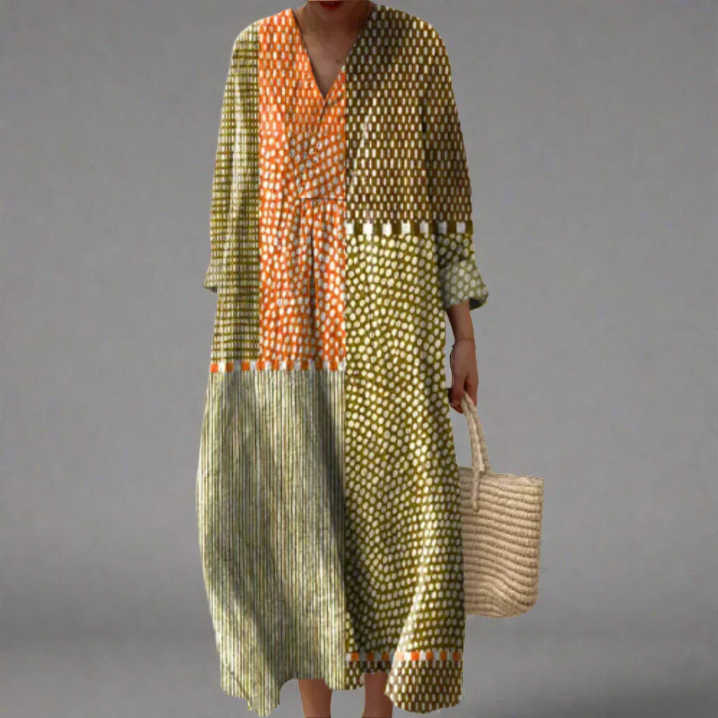 Women's Geometric Print Dress with Flowing Relaxed Fit
