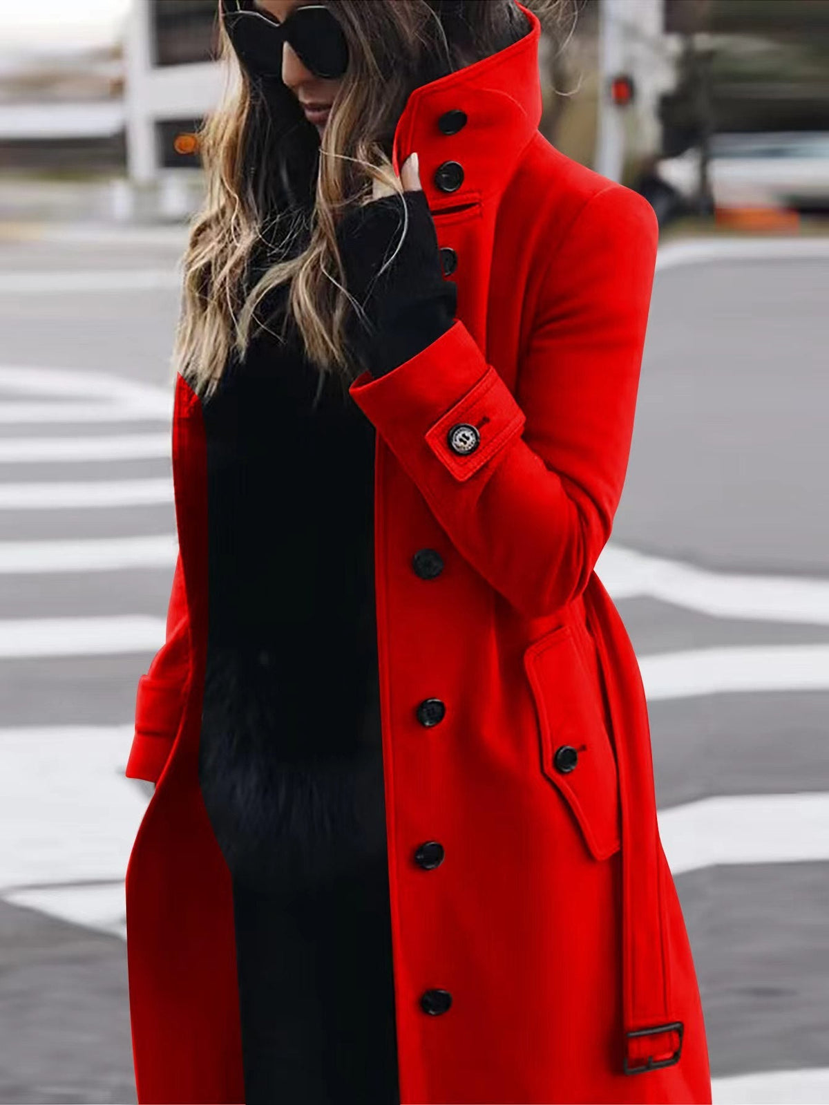 Women's Single-Breasted Long Coat with Turn-Down Collar