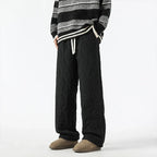 Women's Fleece-Lined Quilted Wide-Leg Pants with Elastic Waistband