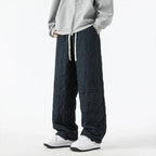 Women's Fleece-Lined Quilted Wide-Leg Pants with Elastic Waistband