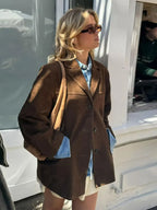 Women's Elegant Brown Jacket with Timeless Look