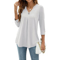 Women's V-Neck Relaxed Fit Top in Lightweight Polyester