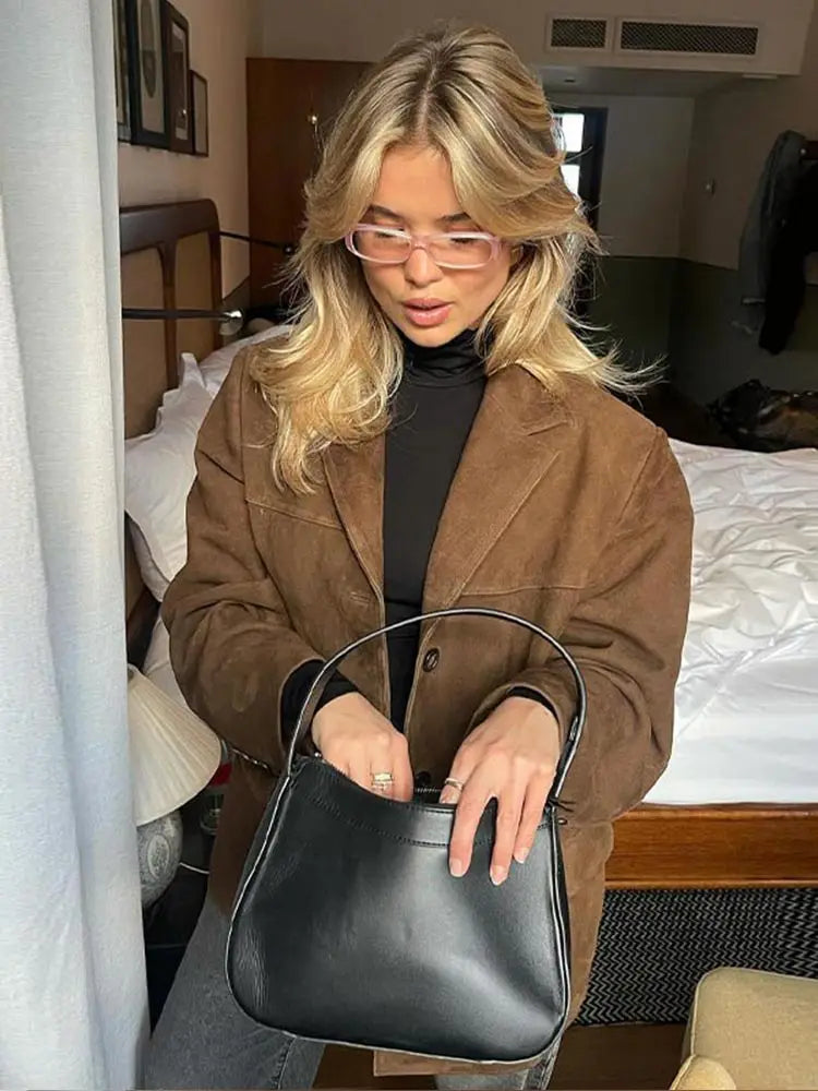 Women's Elegant Brown Jacket with Timeless Look