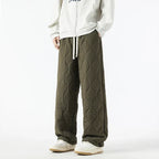 Women's Fleece-Lined Quilted Wide-Leg Pants with Elastic Waistband