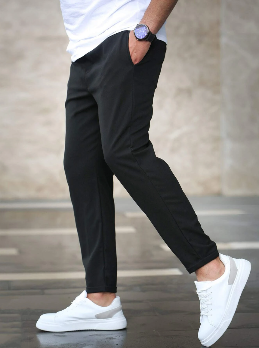 Men's Relaxed-Fit Stretch Pants with Drawstring Elastic Waist