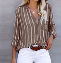 Women's Relaxed Fit Striped Button-Down Shirt, Lightweight Feel