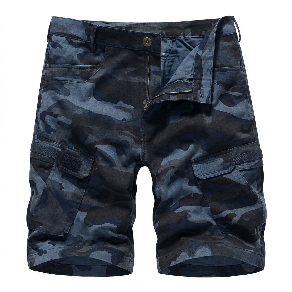Men's Camouflage Multi-Pocket Belted Cargo Shorts