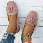 Women's Cushioned Loafers with Bow Detail and Non-Slip Sole