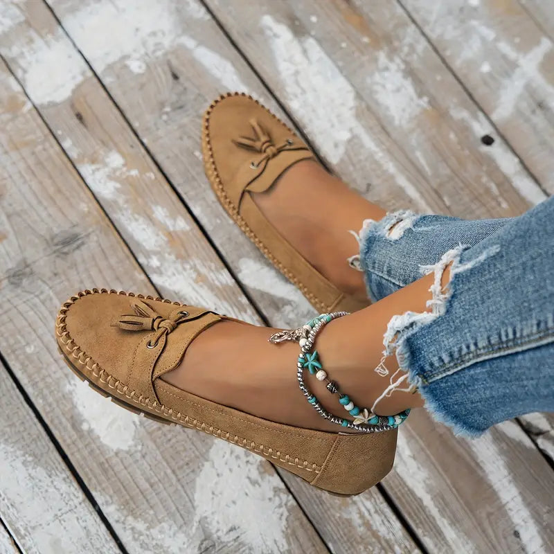 Women's Cushioned Loafers with Bow Detail and Non-Slip Sole